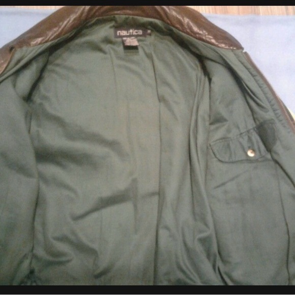 Nautica leather and Wool men’s bomber jacket - Picture 3 of 7